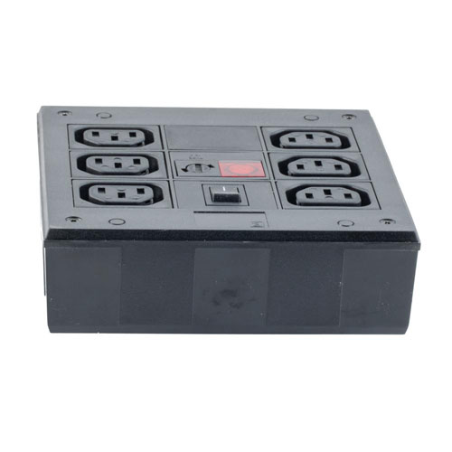 Square Power Distribution Unit with a Neon Indicator, EMI Filter, 6 C13 ...