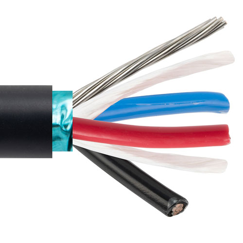 Shielded Power Bulk Tray Cable, Exposed Run, 3 Conductor, 10 AWG, 600 V