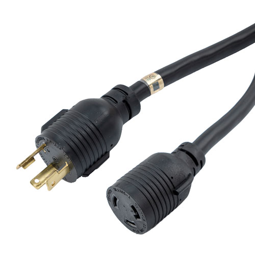 Extension Power Cord, NEMA L530P to L530R, 30 A, 6 feet, Black