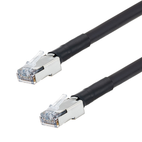 Category 5e Ethernet Cable Assembly Double Shielded SF/UTP 24AWG Stranded  Outdoor Industrial High Flex PoE CM TPE RJ45-RJ45 Black 3.0F